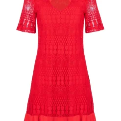 Ana Alcazar Korte Mouwen Jurk Santyle Rood -Goedkope Mooie Kled Winkel ana alcazar 046955 2694 500 1