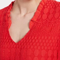 Ana Alcazar Korte Mouwen Jurk Santyle Rood -Goedkope Mooie Kled Winkel ana alcazar 046955 2694 500 5