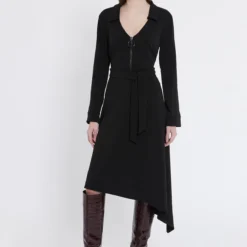 Ana Alcazar Zip Jurk Vafery Zwart