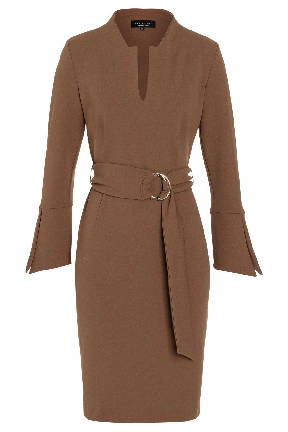 Ana Alcazar Strakke Jurk Vafewis Bruin 7 Ana Alcazar Strakke Jurk Vafewis Bruin - Afbeelding 7