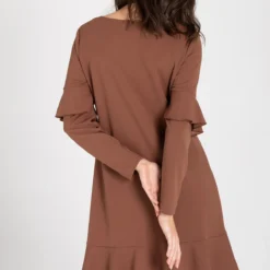 Ana Alcazar Volant Jurk Waisea Bruin -Goedkope Mooie Kled Winkel ana alcazar 047500 2828 8504