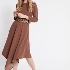 Ana Alcazar Midi Jurk Walore Bruin