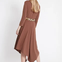 Ana Alcazar Midi Jurk Walore Bruin -Goedkope Mooie Kled Winkel ana alcazar 047504 2828 800 4