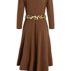 Ana Alcazar Midi Jurk Walore Bruin -Goedkope Mooie Kled Winkel ana alcazar 047504 2828 800 6