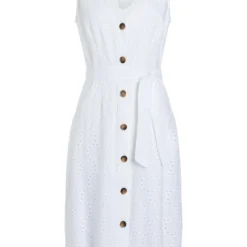 Ana Alcazar Mouwloos Jurk Zekyl Wit -Goedkope Mooie Kled Winkel ana alcazar 047612 2863 7001