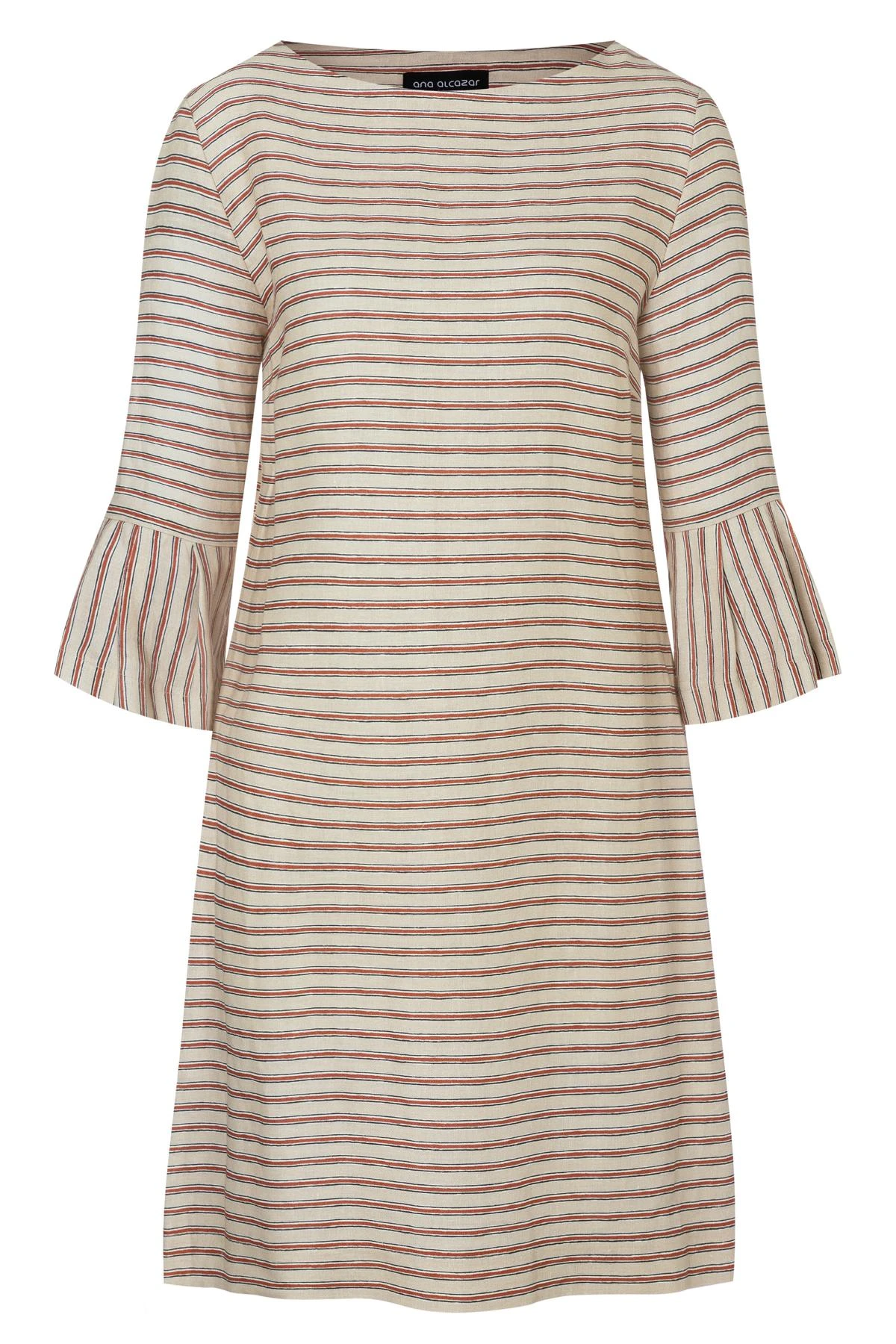 Ana Alcazar Volant Jurk Zemes Donker-Beige 6 Ana Alcazar Volant Jurk Zemes Donker-Beige - Afbeelding 6