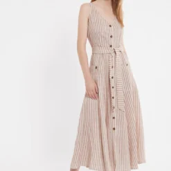 Ana Alcazar Midi Jurk Zemy Donker-Beige