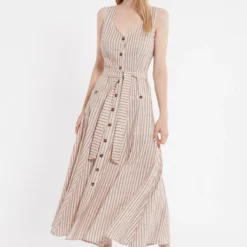 Ana Alcazar Midi Jurk Zeimy Licht-Beige -Goedkope Mooie Kled Winkel ana alcazar 047622 2866 8083