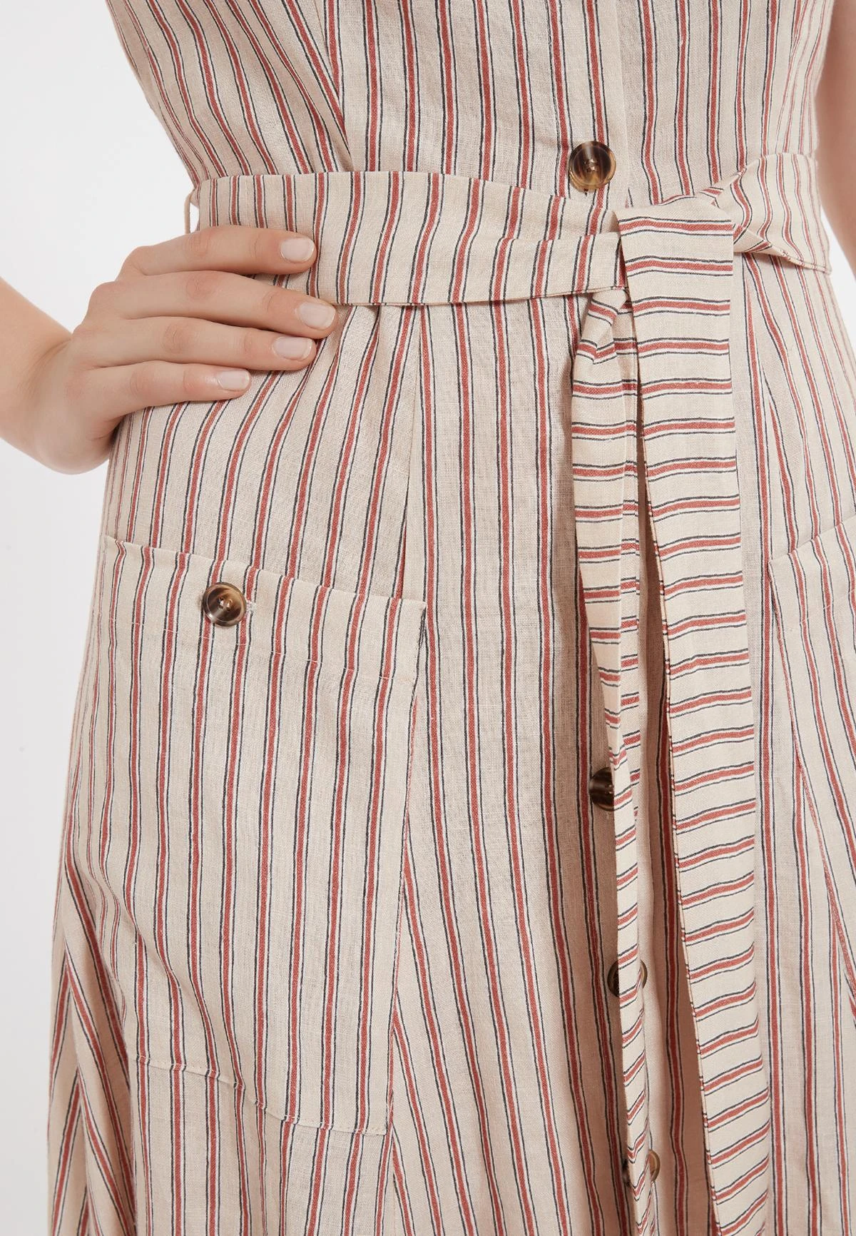 Ana Alcazar Midi Jurk Zemy Donker-Beige 4 Ana Alcazar Midi Jurk Zemy Donker-Beige - Afbeelding 4