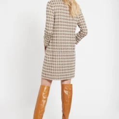 Ana Alcazar Houndstooth Jurk Beipy -Goedkope Mooie Kled Winkel ana alcazar 048126 2979 8004